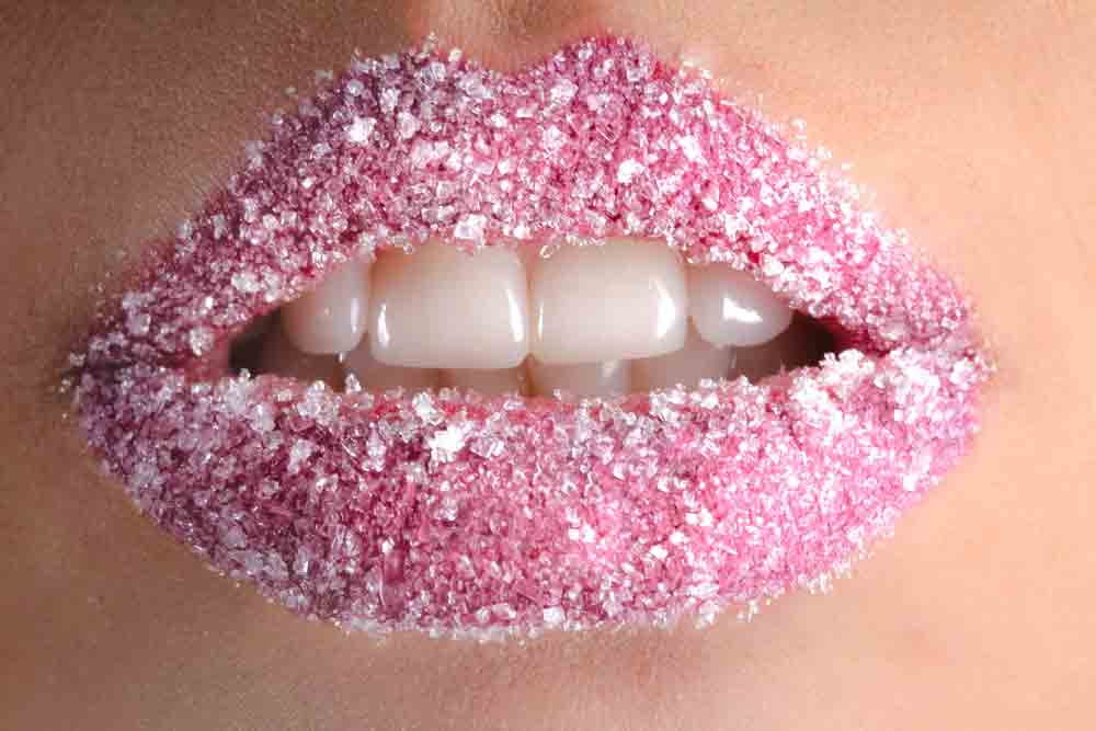 PLEASEPINCHMEHARD rich results for blogpost about dirty talk image shows womans lips covered in pink sugar