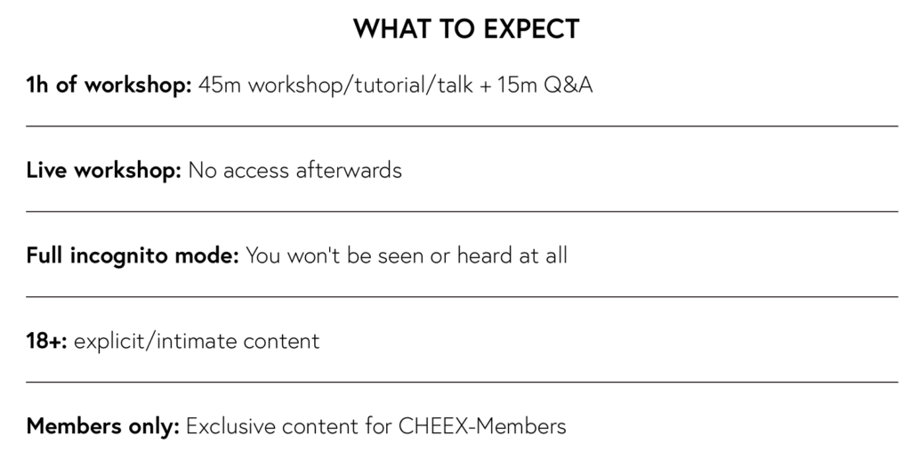 Details of the workshop as to what to expect CHEEX
