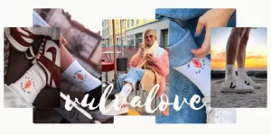 Photo of the La Dolce Vulva statement socks in diverse versions