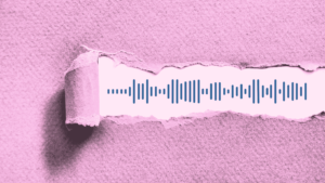 Photo of a paper being torn open exposing a voice message to symbolise us finding our sexual voice by using voice messages.