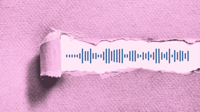 Photo of a paper being torn open exposing a voice message to symbolise us finding our sexual voice by using voice messages.