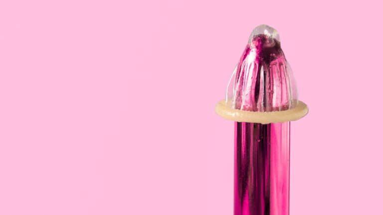 Close-up of a condom representing protection and safe sex practices as opposed to stealthing